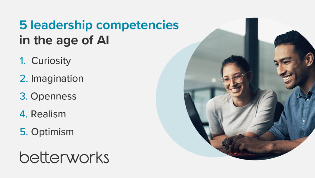 The images lists the five leadership competencies, which are curiosity, imagination, openness, realism, and optimism.